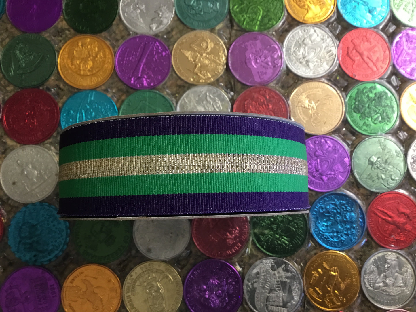 1 3/8”  Mardi Gras Tricolor Grosgrain Ribbon