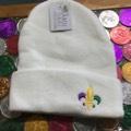 WHITE KNIT HAT W/FDL