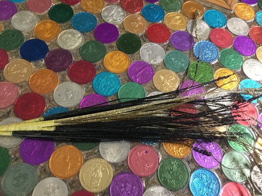 28” Black & Gold Glitter Spray pick