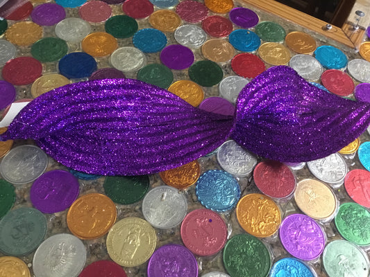 34” Purple Glitter Swirl Leaf