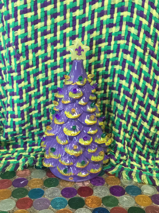 LIGHT UP MARDI GRAS CERAMIC TREE