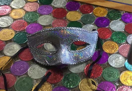 GLITTER AND RHINESTONE MASK SILVER