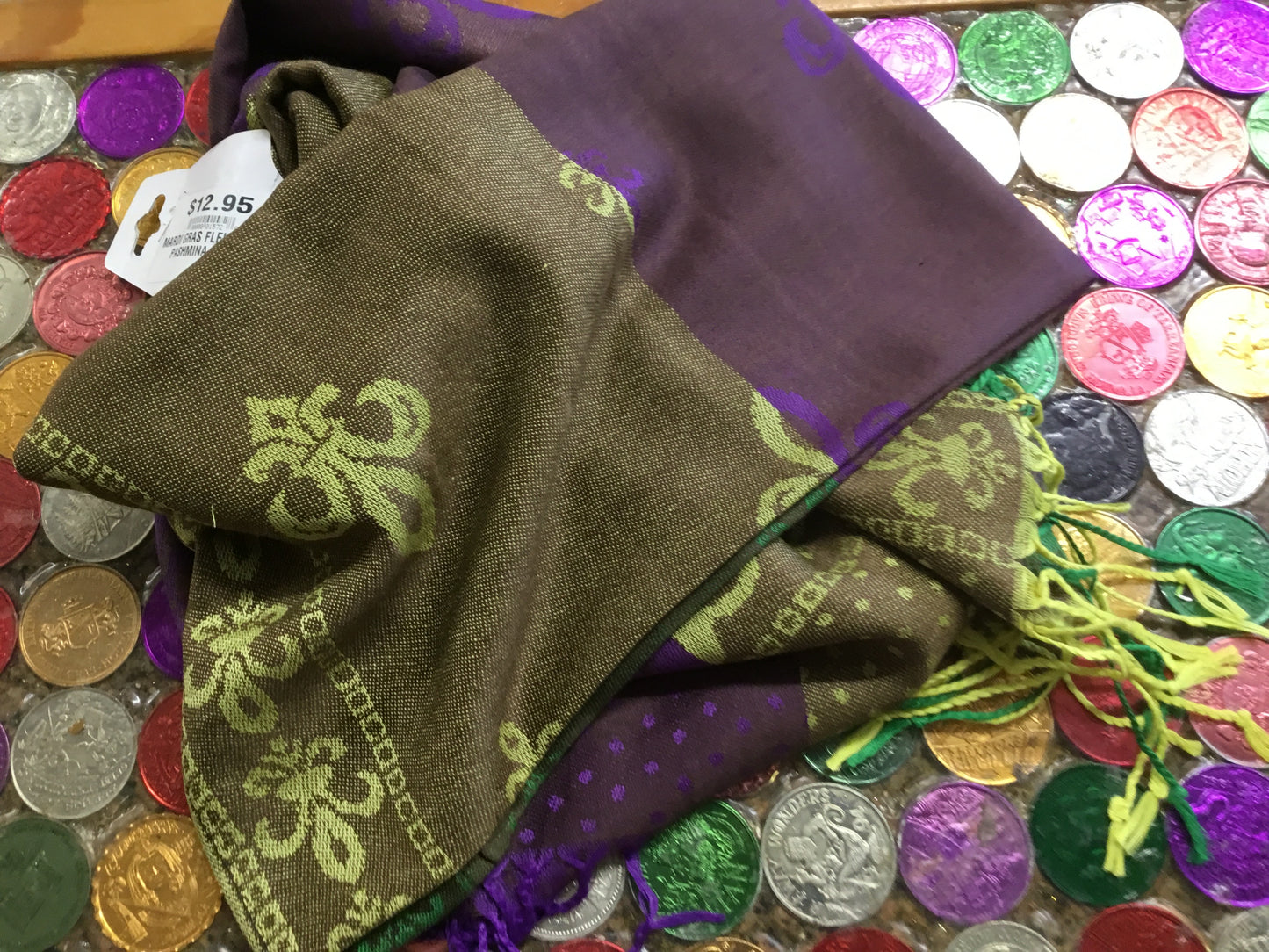 MARDI GRAS FLEUR DE LIS PASHMINA SCARF