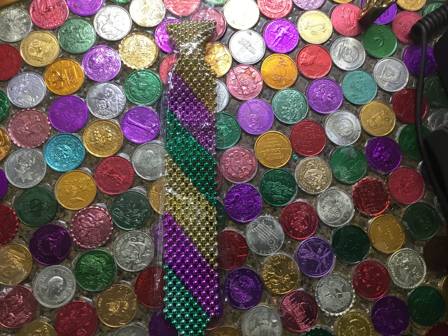 BEADED MARDI GRAS TIE