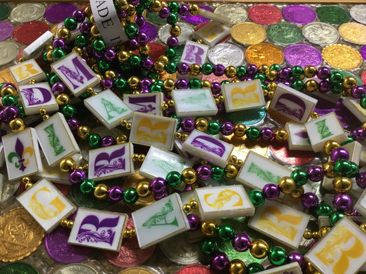 MARDI GRAS LETTERS BEADS