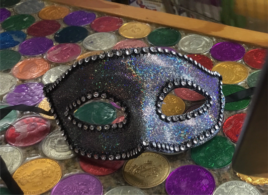 GLITTER AND RHINESTONE MASK BLACK