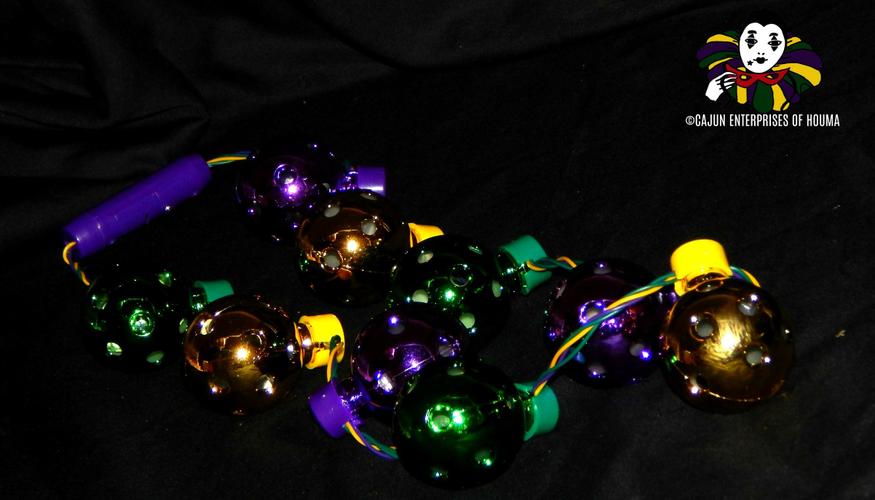 LIGHT UP DISCO BALL W/9 LED LIGHTS IN PURPLE, GREEN & GOLD