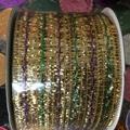 2.5" LINED PURPLE, GREEN & GOLD FOIL MESH RIBBON