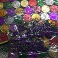 14" MARDI GRAS GLITTER LEAF SPRAY