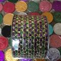 2.5" PURPLE, GREEN & GOLD METALLIC FOIL MESH RIBBON