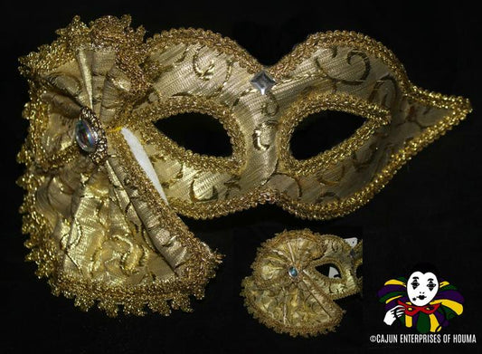 GOLD VENETIAN MASK w/BOW