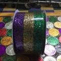 MARDI GRAS GLITTER TRI STRIPE 2.5 X 10 YDS