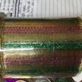 4" GOLD METALLIC W/PURPLE & GREEN GLITTER LINES