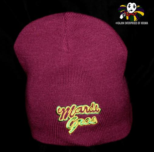 mardi gras knit hat