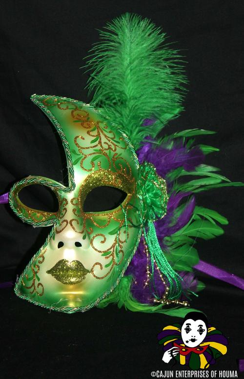 HALF MOON MASK W/FEATHERS