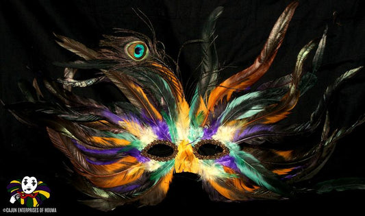 LARGE MARDI GRAS FEATHER MASK